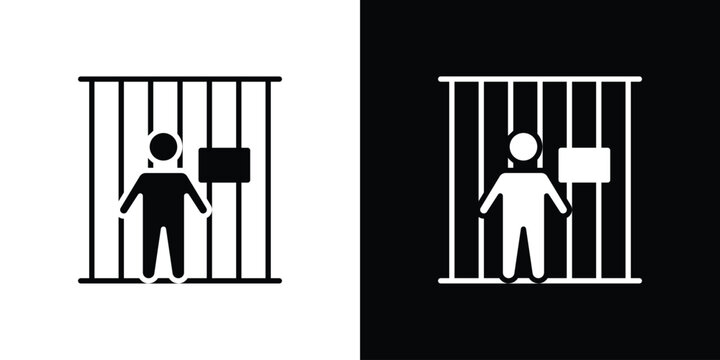 Jail icon vector, solid illustration, pictogram set.