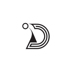 A creative minimalist " D" letter logo design with black and white color.