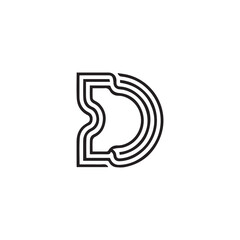 A creative minimalist " D" letter logo design with black and white color.