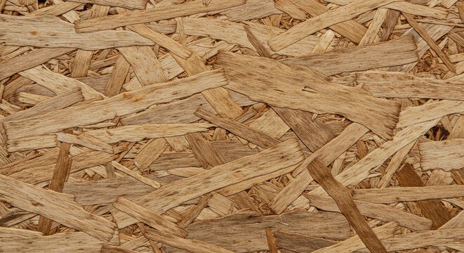 Close-up view of oriented strand board for backgrounds and textures applications