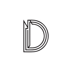 A creative minimalist " D" letter logo design with black and white color.