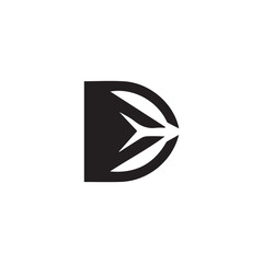 A creative minimalist " D" letter logo design with black and white color.