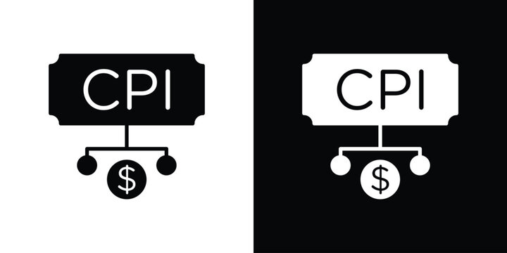 Consumer prices index icon vector, solid illustration, pictogram set.