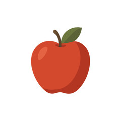 Simple Red Apple Illustration, Flat Design, Minimalist Style, Healthy Food Concept.