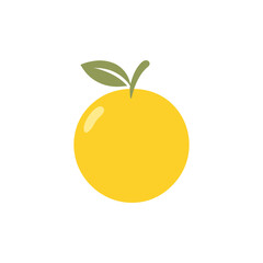 Simple Yellow Orange Fruit Illustration; Minimalist Flat Design; Vibrant, Happy Mood.