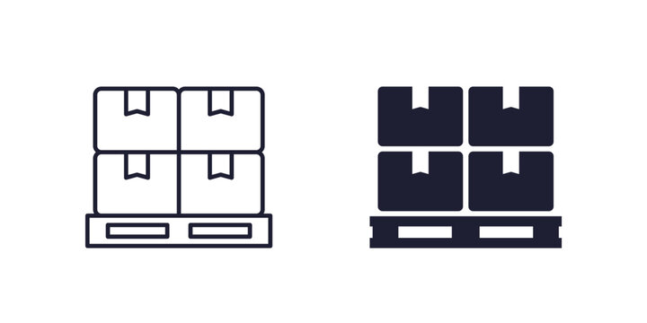 pallet icons, line and solid design