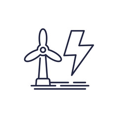 wind energy icon with turbine, line design