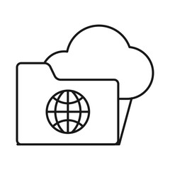 Cloud Folder Globe Editable Stroke Icon