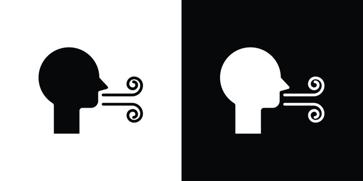Breath icon vector, solid illustration, pictogram set.