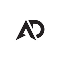A creative minimalist " AD" letter logo design with black and white color.
