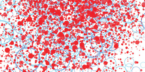 Abstract red blobs and blue swirls illustration on white background suitable for creative designs and artistic applications