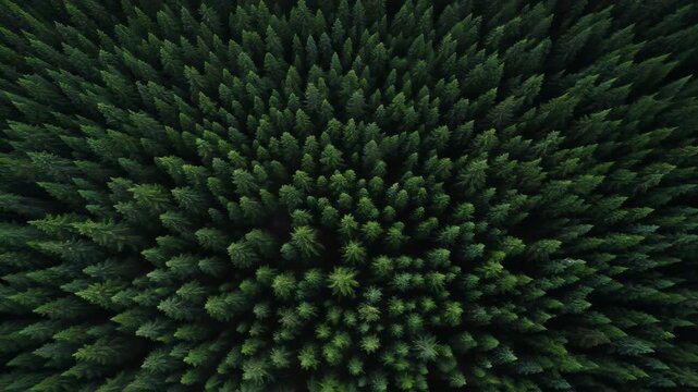Aerial View of a Dense Evergreen Forest Canopy