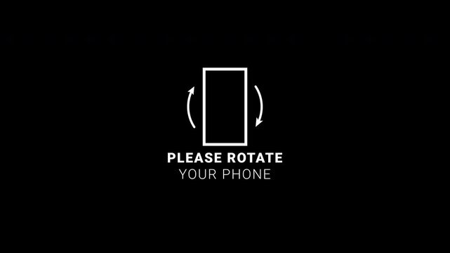 Rotate Your Phone. Rotate to Horizontal. Outline Icon Animation on Black Background