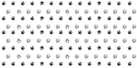 Paw icon set. Cat or dog paw icon silhouette vector illustration. paw on pattern