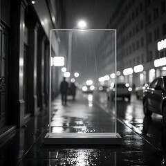 Transparent, shiny glass sheet. Transparent plastic panel. Glare and reflections on the transparent surface. Showcase. Cut out