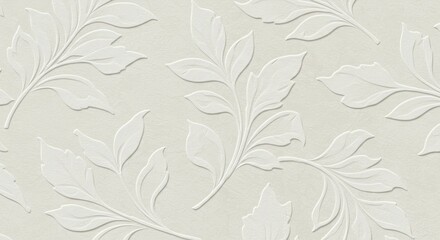Elegant Beige Background with Embossed Leaf Pattern