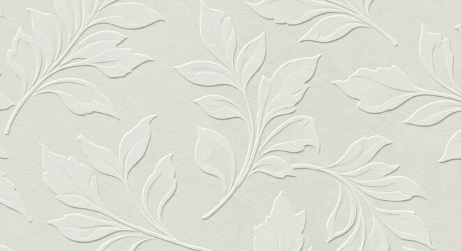Elegant Beige Background with Embossed Leaf Pattern