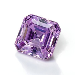 Radiant amethyst diamond isolated on transparent background  