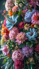 A vibrant, colorful flower bouquet blossoms in nature, showcasing the beauty of spring and summer flora. Perfect for a mobile background.