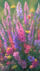 Purple lavender flowers blossom beautifully in a summer meadow, mobile background.