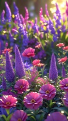 A vibrant close-up of pink and purple blossoms, showcasing nature's beauty in a spring garden. Perfect for a mobile background.