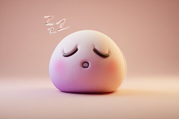 3D sleeping emoticon, pastel pink background