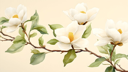 Fototapeta premium Elegant magnolia blossoms in soft pastel tones, showcasing nature's beauty