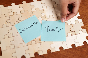 Collaboration and trust building in business settings office environment conceptual imagery