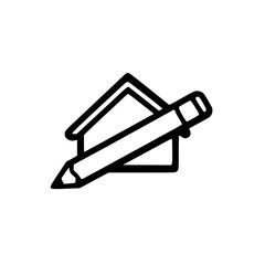 Fototapeta premium Icon of House with Pencil Representing Architectural Design and Home Planning Concept