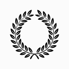 Black laurel wreath silhouette symbol of victory and achievement isolated on white background