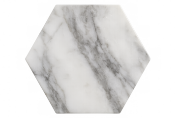 Hexagonal marble tile with elegant veins isolated on transparent background, perfect for architecture and interior design projects
