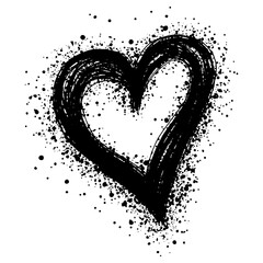 Sprayed graffiti heart Isolated on white background. heart with grunge drawing technique