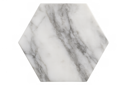 Hexagonal marble tile with elegant veins isolated on transparent background, perfect for architecture and interior design projects