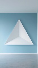 Fototapeta premium Modern Triangular Wall Shelf Against a Light Blue Wall