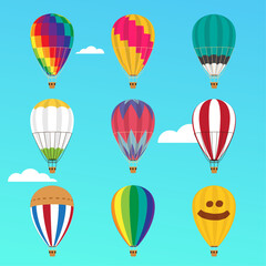 Colorful Hot Air Balloons on a Sunny Blue Sky