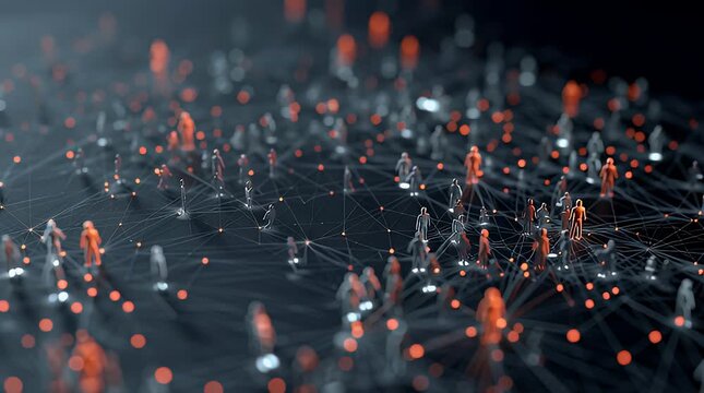 Abstract network of miniature people