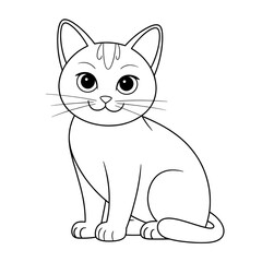 ‎A line art cat illustration of a coloring page