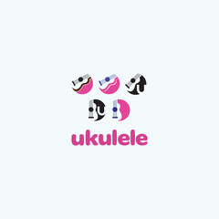 illustration consisting of images of a ukulele guitar in the form of a symbol or logo