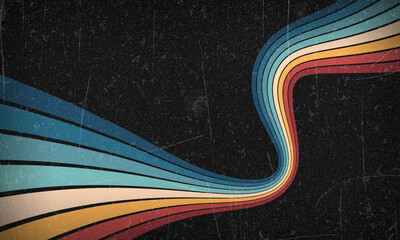 Vintage Striped Backgrounds, Posters, Banner Samples, Retro Colors from the 1970s 1980s, 70s, 80s, 90s. Grunge scratch 70s style stripes background poster lines. Old photo grainy effect design graphic