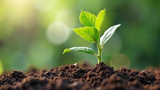 A close-up of a plant growing from recycled materials, showcasing the concept of reusing resources and sustainable growth.