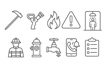 Fire safety linear icon set. emergency, rescue, prevention icons outline collection