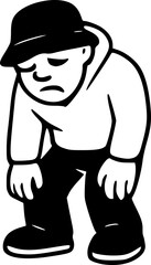 Minimalist Vector Character with Multiple Facial Expressions – Black and White Line Art