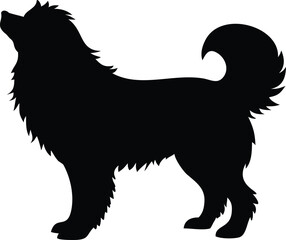Obraz premium Black Fluffy Dog Silhouette - High-Quality Vector Art for Design