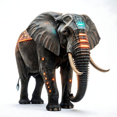 Fototapeta premium Cyber elephant isolated on transparent background 