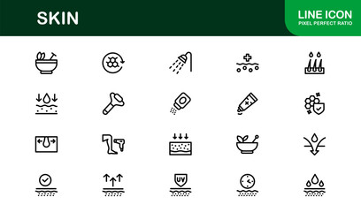Skin Health Line Icon Collection – Unique, creative, and premium outline symbols for beauty, cosmetics, dermatological wellness, and personal skincare icons