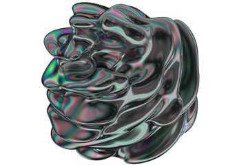 Iridescent Metallic 3D Spheres - Abstract Glossy Reflective Spherical Shapes with Holographic Colors, Dynamic Organic Curves, and Futuristic Technology Design for Modern Visuals - Black Friday
