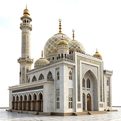 Fototapeta premium Islamic Mosque Architecture with Golden Domes and Minaret