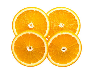  Top View of Four Overlapping Orange Slices Arranged in Stack, Minimalist Composition, Isolated PNG