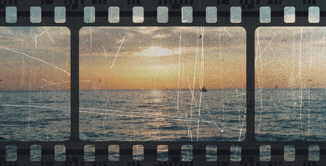 Old film light leaks texture with scratches, noise, iridescent light. Grunge retro photo style, camera film filter with bokeh, dust, grain. Distressed retro movie, photo burn effect. Vintage photo