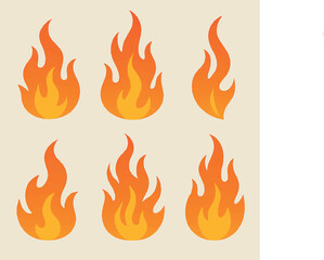 Stylized Fire Vector Set